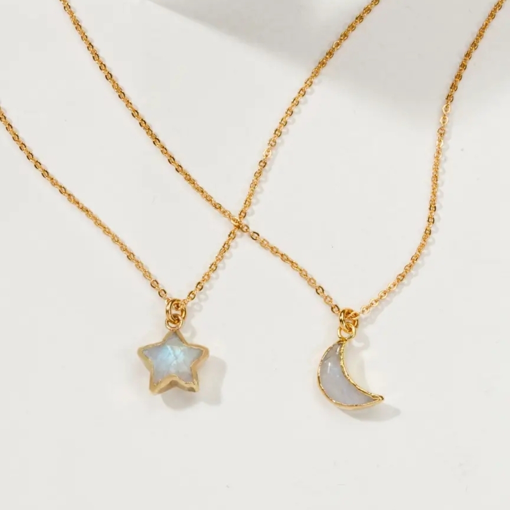 Set Of 2 To The Moon And Back Best Friend Necklace Set